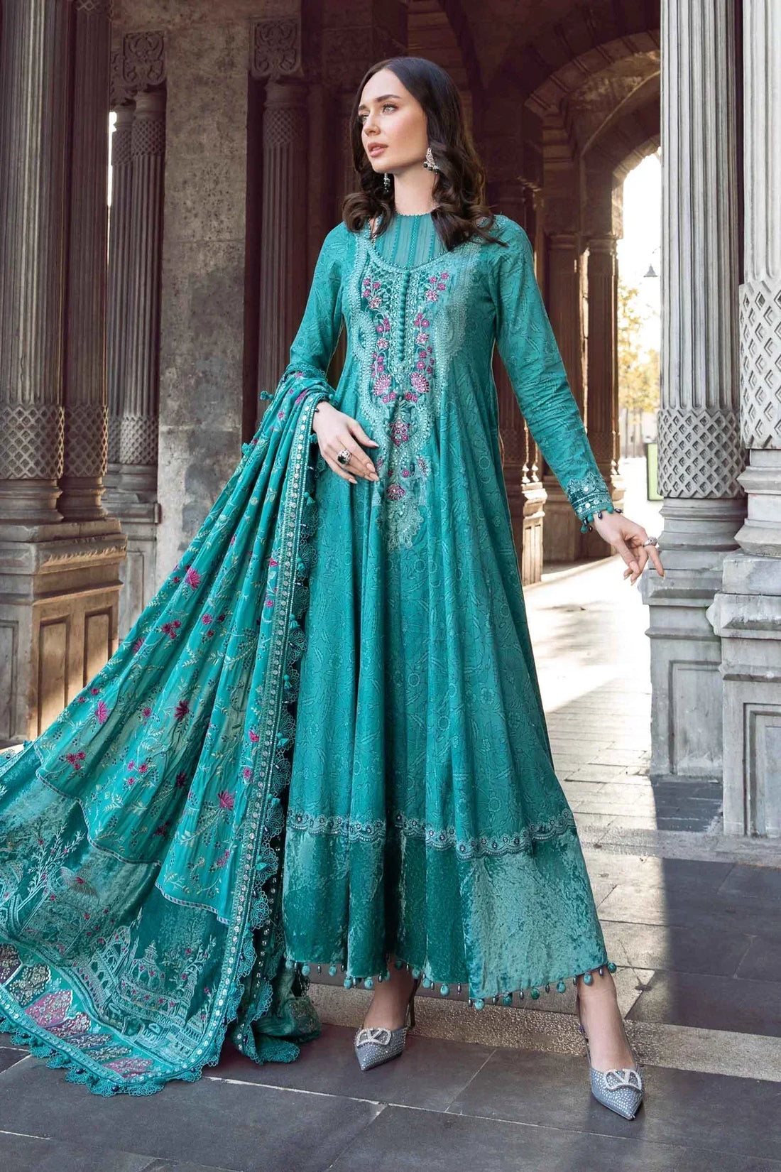 Maria B | Linen 23 | Teal DL-1105 by Designer Maria B - House of Maryam - Pakistani Designer Ethnic Wear in {{ shop.shopifyCountryName }}