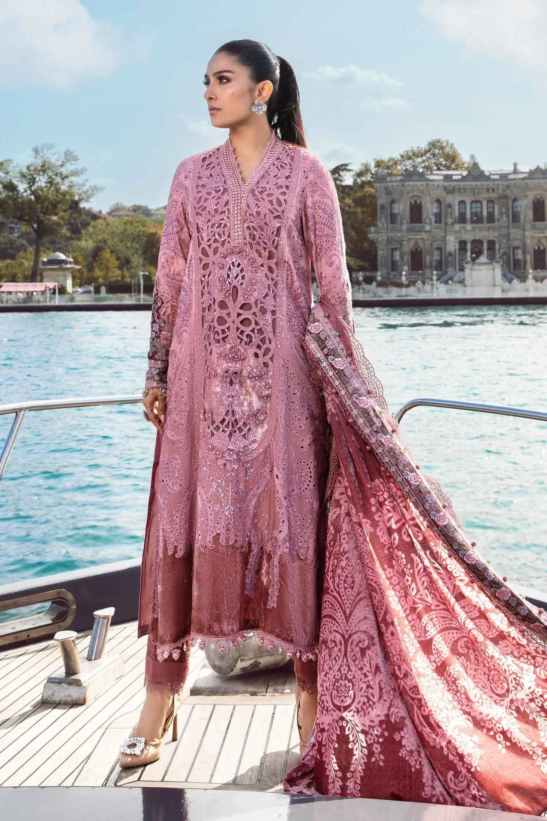 Maria B | Linen 23 | Ash Pink DL-1106 by Designer Maria B - House of Maryam - Pakistani Designer Ethnic Wear in {{ shop.shopifyCountryName }}