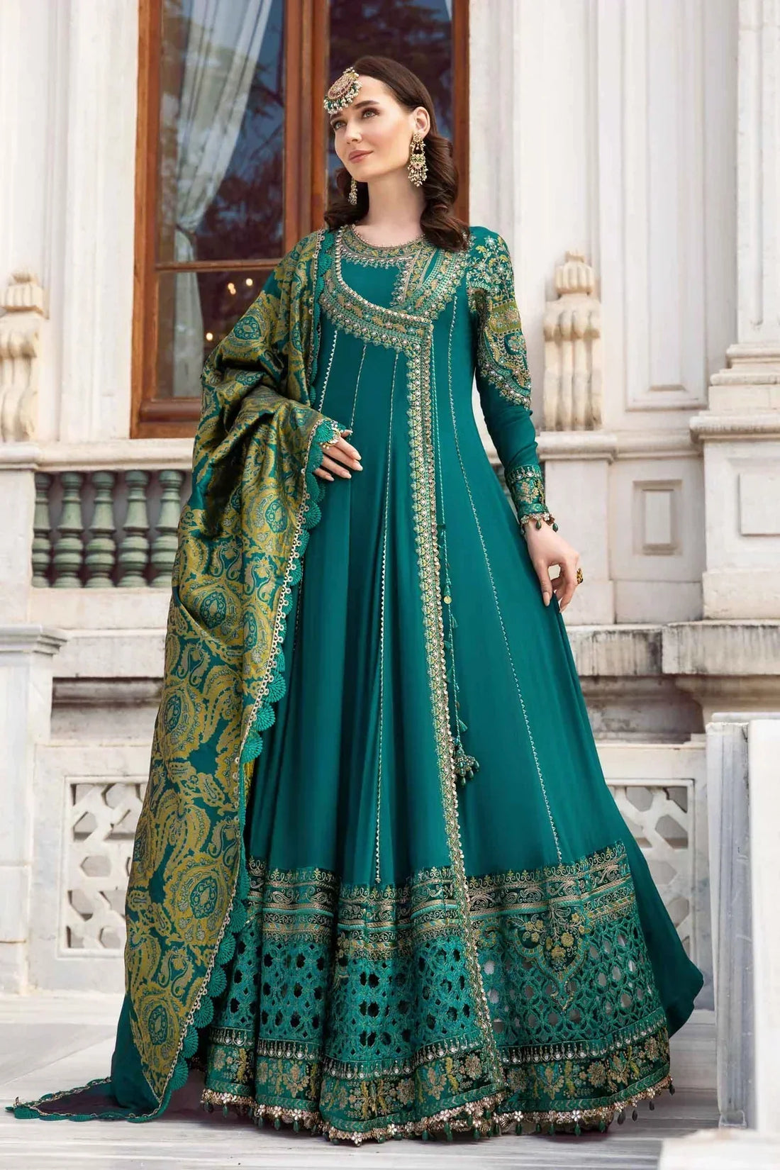 Maria B | Linen 23 | Emerald Green DL-1107 by Designer Maria B - House of Maryam - Pakistani Designer Ethnic Wear in {{ shop.shopifyCountryName }}