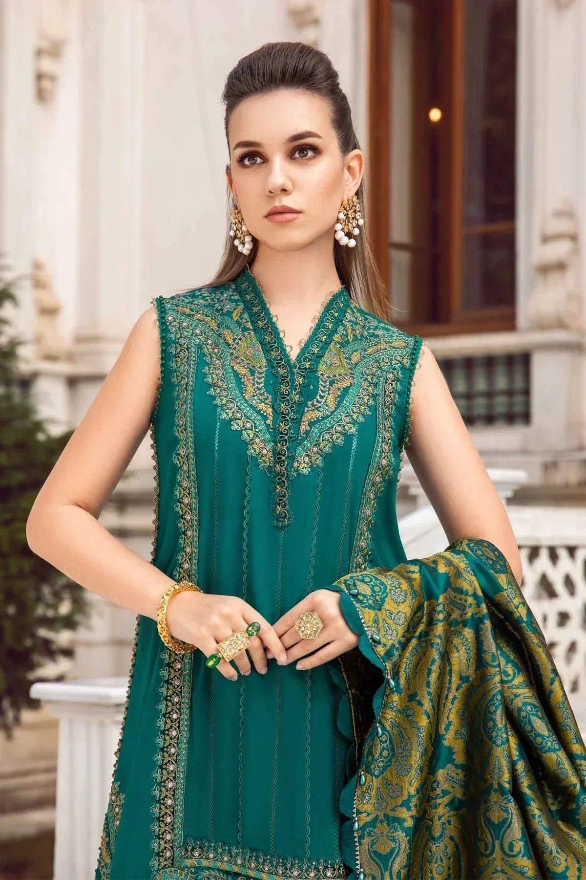 Maria B | Linen 23 | Emerald Green DL-1107