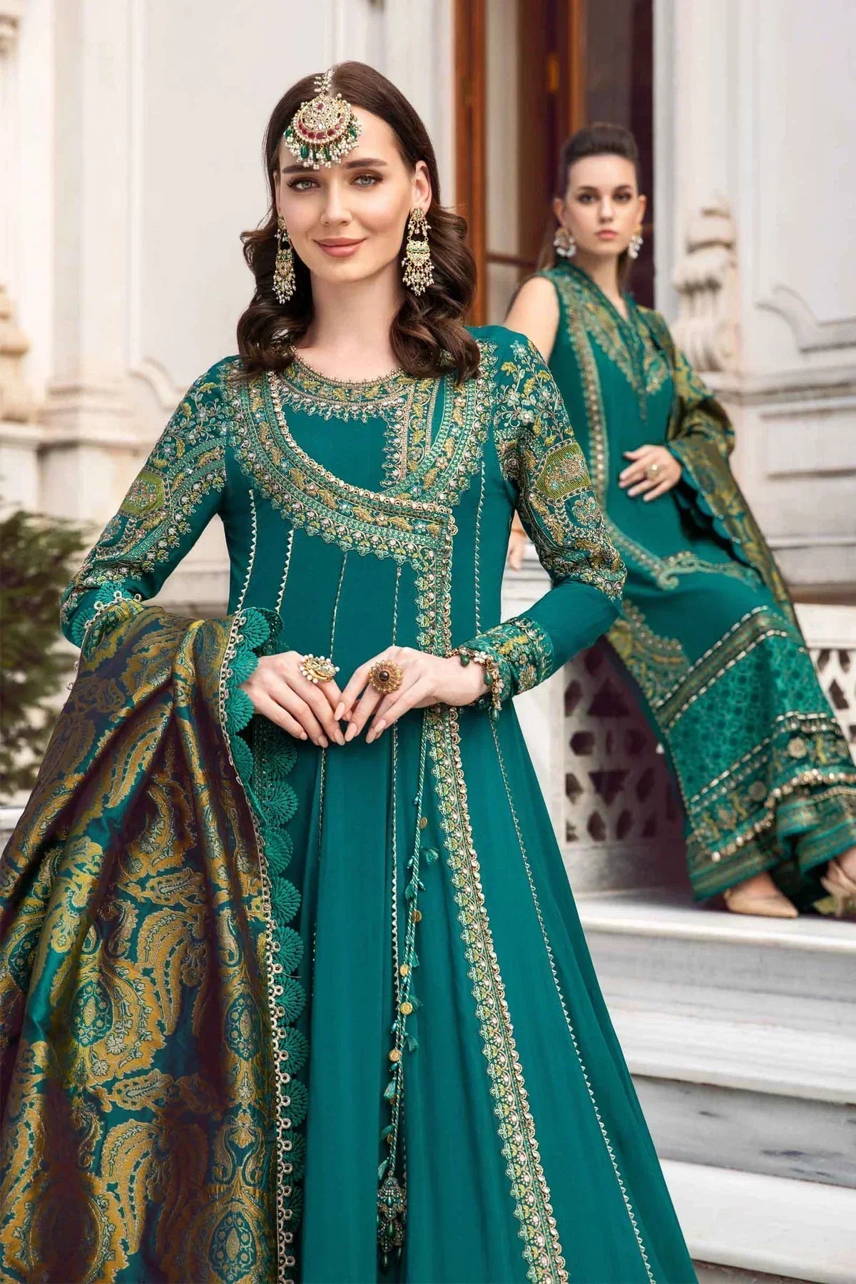 Maria B | Linen 23 | Emerald Green DL-1107 by Designer Maria B - House of Maryam - Pakistani Designer Ethnic Wear in {{ shop.shopifyCountryName }}