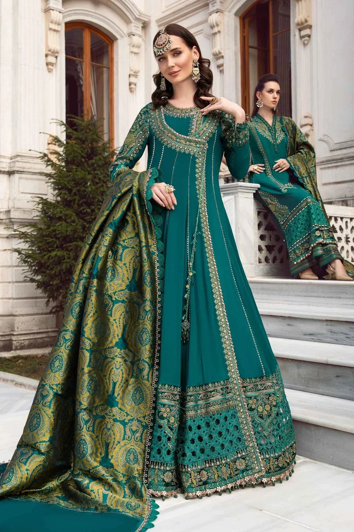 Maria B | Linen 23 | Emerald Green DL-1107 by Designer Maria B - House of Maryam - Pakistani Designer Ethnic Wear in {{ shop.shopifyCountryName }}