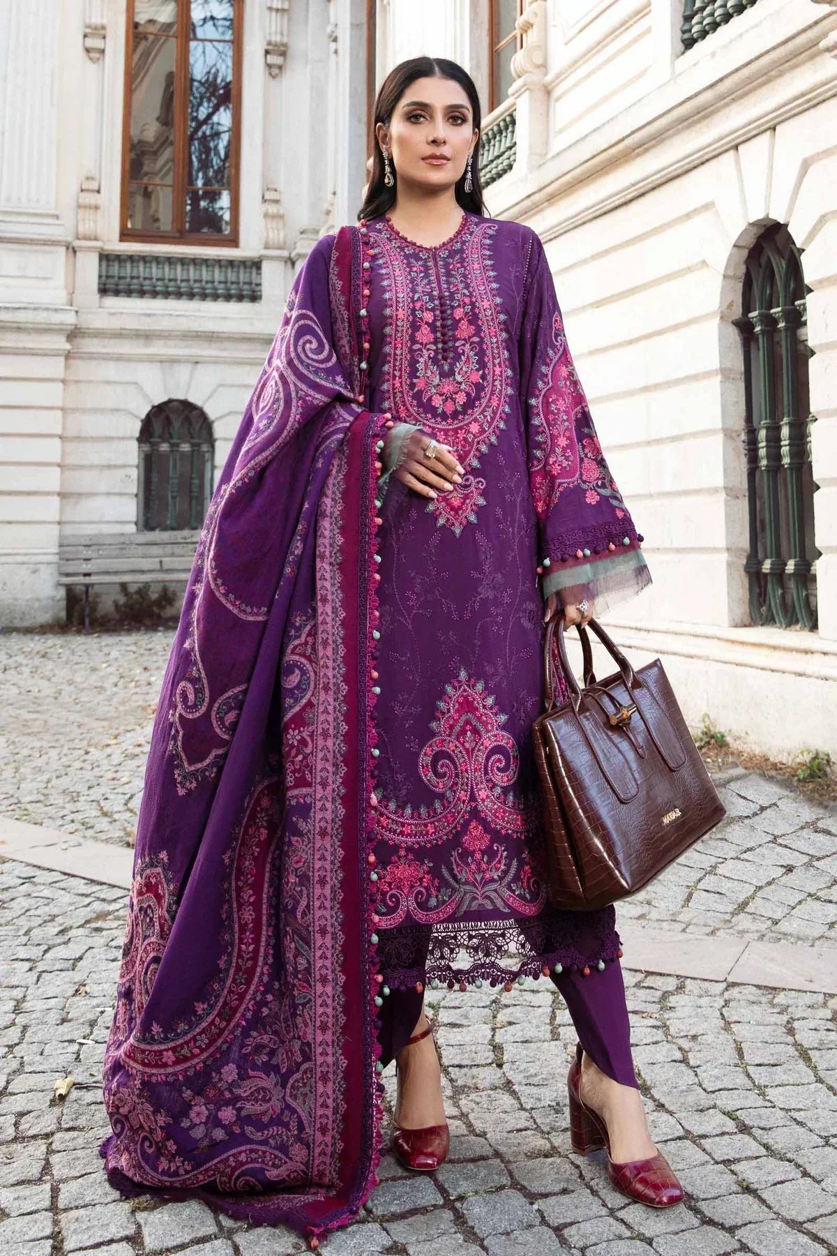 Maria B | Linen 23 | Purple DL-1108 by Designer Maria B - House of Maryam - Pakistani Designer Ethnic Wear in {{ shop.shopifyCountryName }}