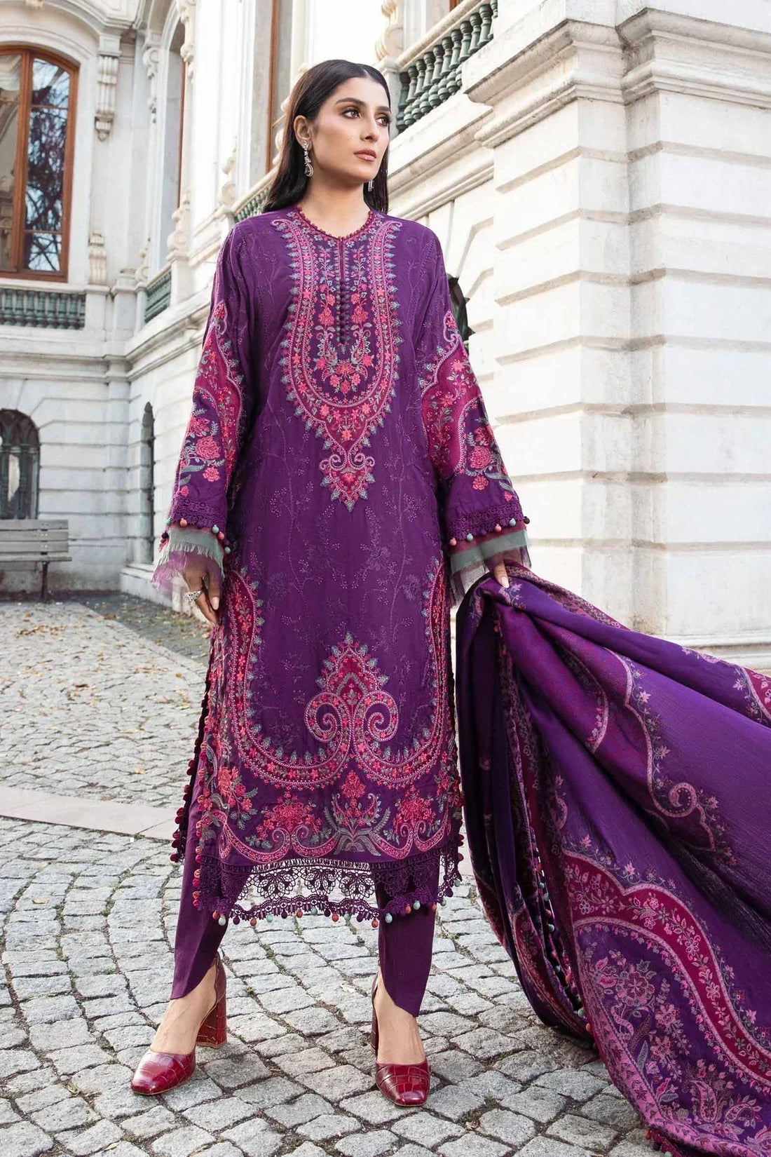 Maria B | Linen 23 | Purple DL-1108 by Designer Maria B - House of Maryam - Pakistani Designer Ethnic Wear in {{ shop.shopifyCountryName }}