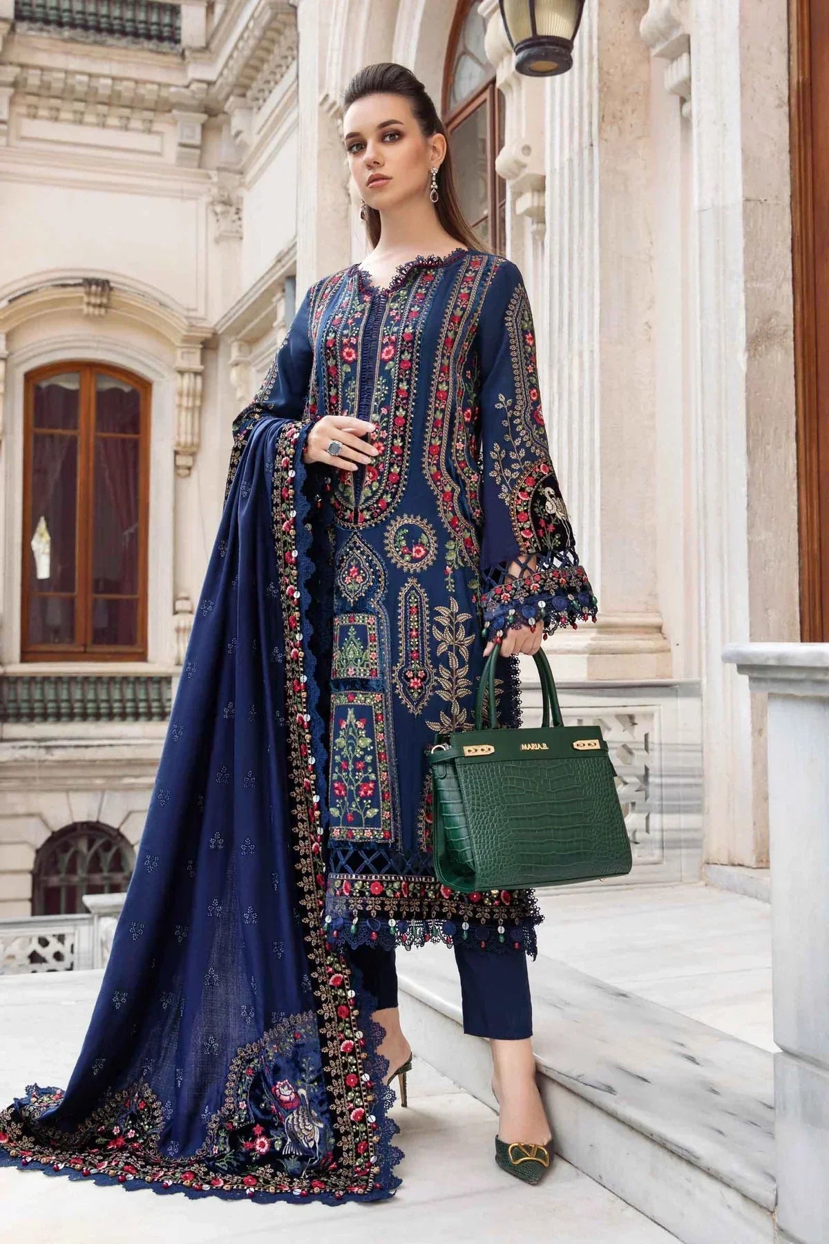 Maria B | Linen 23 | Navy Blue DL-1109 by Designer Maria B - House of Maryam - Pakistani Designer Ethnic Wear in {{ shop.shopifyCountryName }}