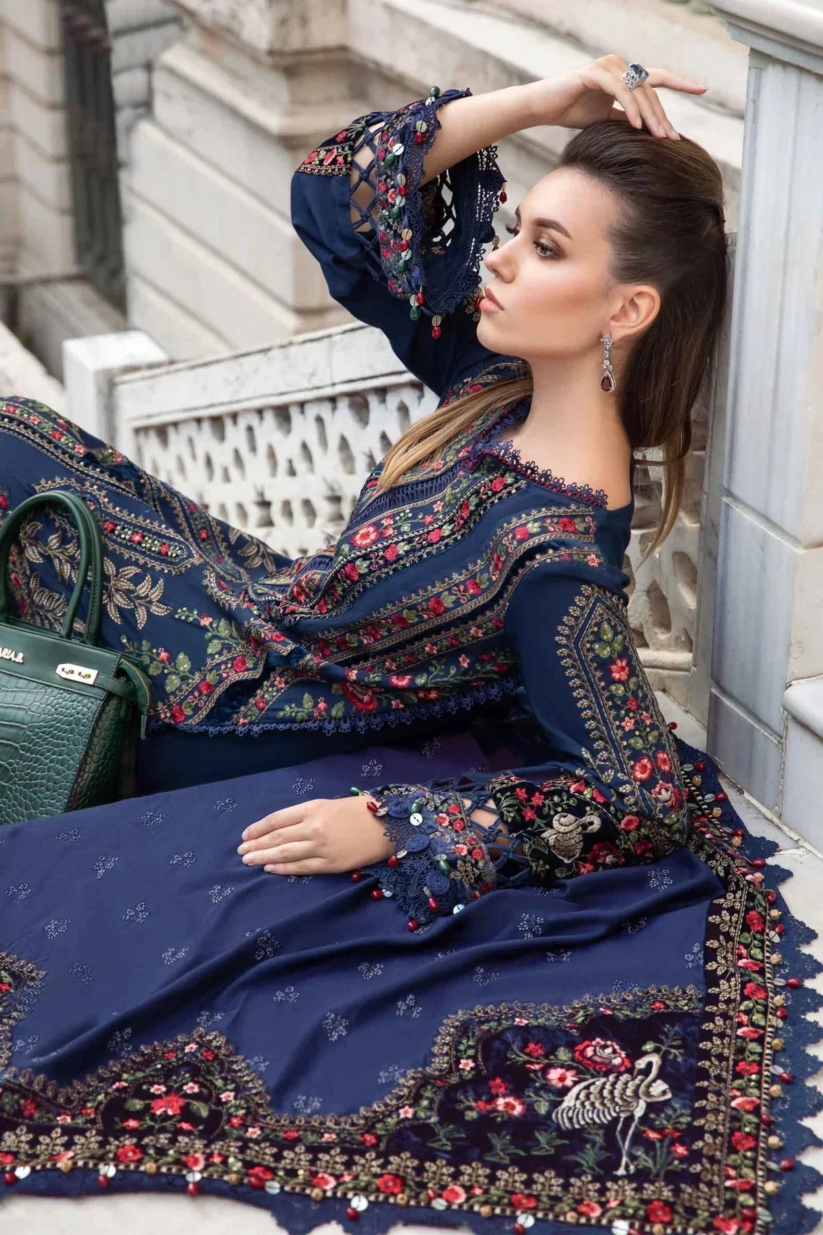 Maria B | Linen 23 | Navy Blue DL-1109 by Designer Maria B - House of Maryam - Pakistani Designer Ethnic Wear in {{ shop.shopifyCountryName }}