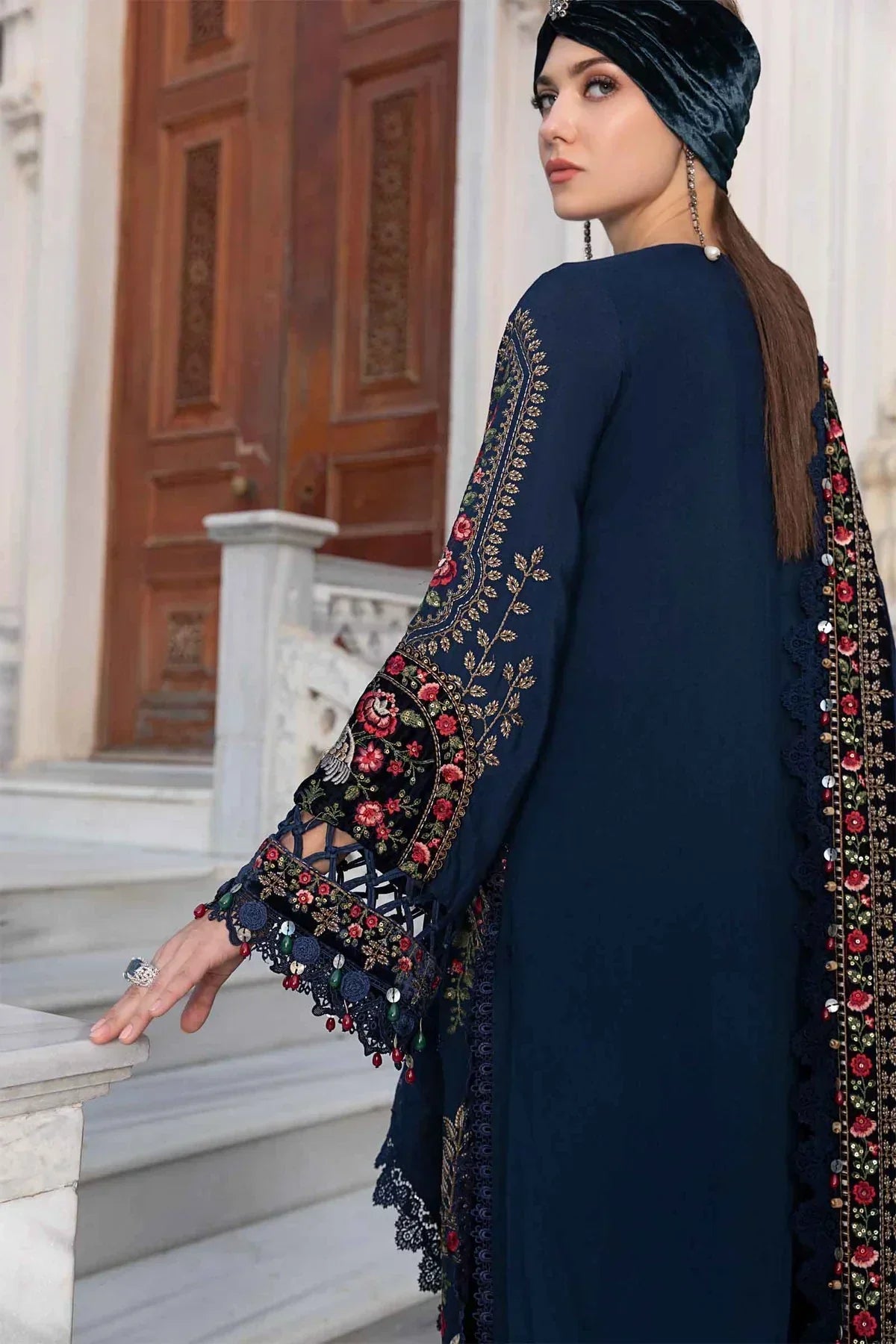 Maria B | Linen 23 | Navy Blue DL-1109 by Designer Maria B - House of Maryam - Pakistani Designer Ethnic Wear in {{ shop.shopifyCountryName }}