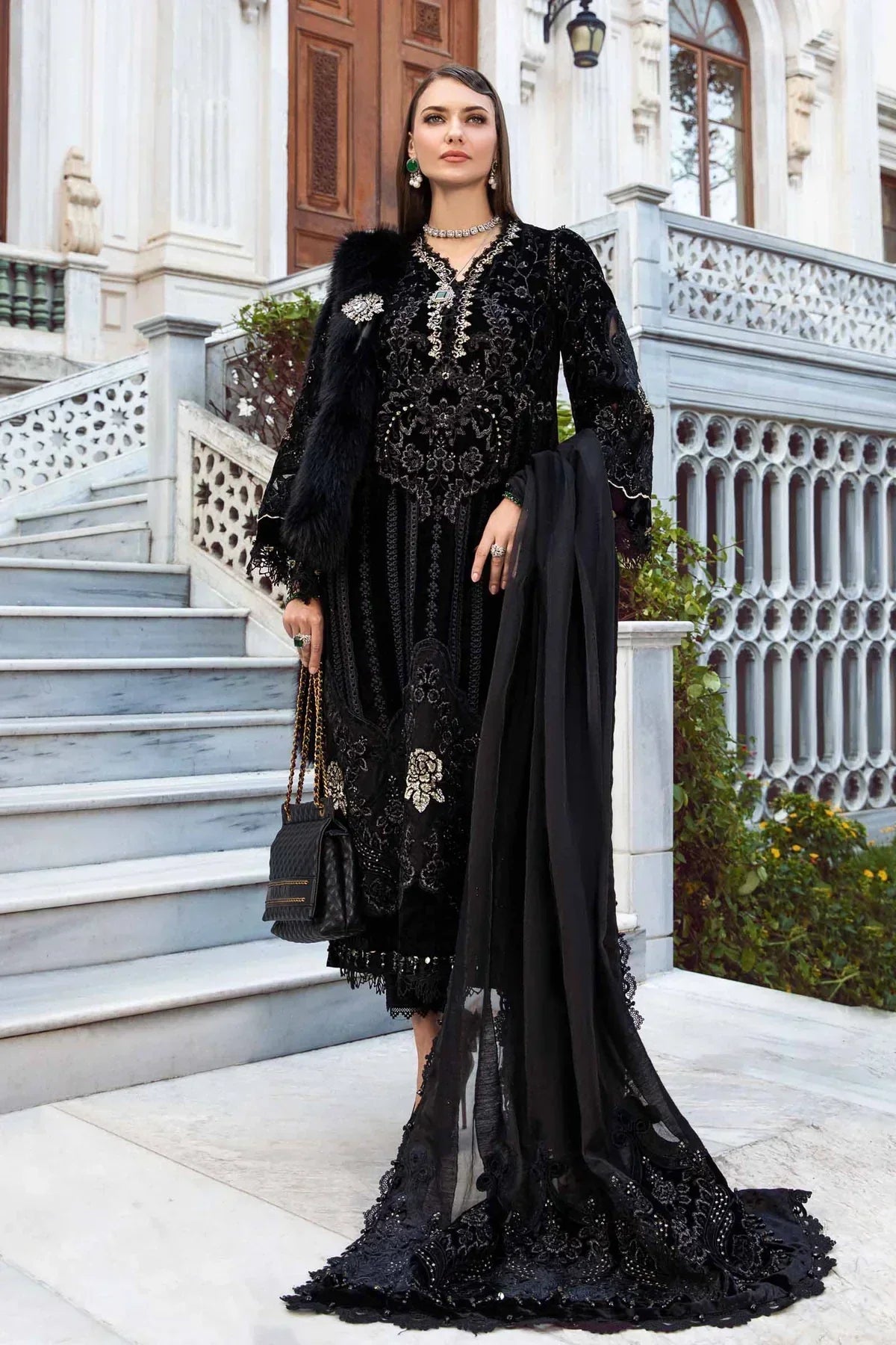 Maria B | Linen 23 | Black & Gold DL-1111 by Designer Maria B - House of Maryam - Pakistani Designer Ethnic Wear in {{ shop.shopifyCountryName }}