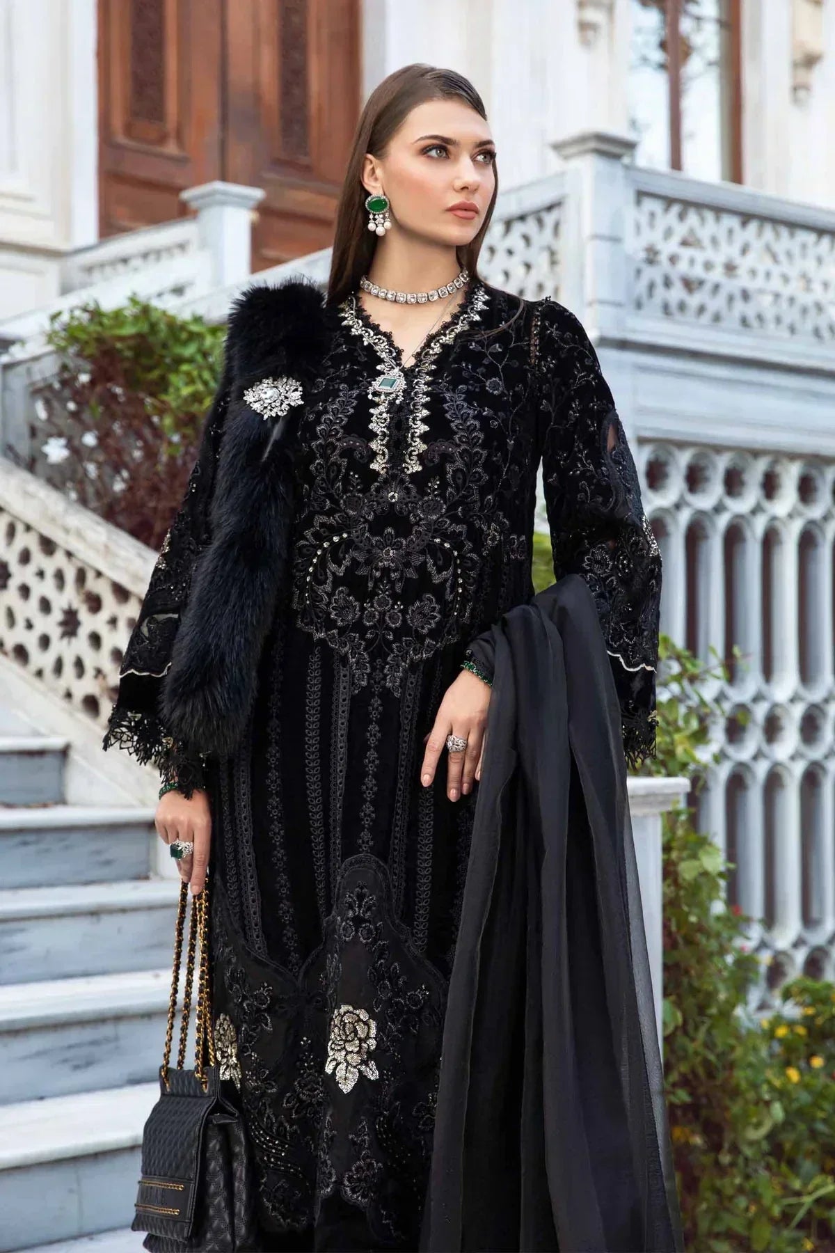 Maria B | Linen 23 | Black & Gold DL-1111 by Designer Maria B - House of Maryam - Pakistani Designer Ethnic Wear in {{ shop.shopifyCountryName }}