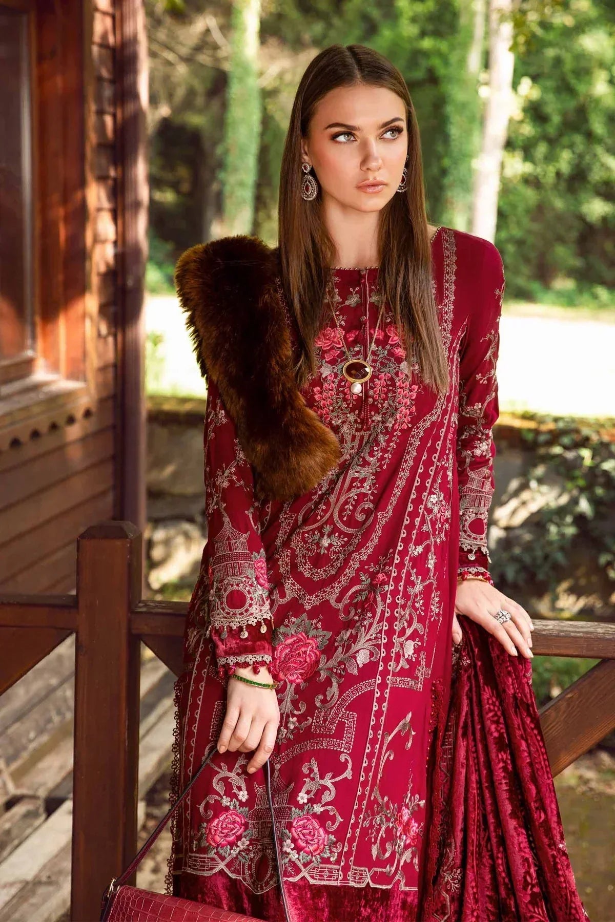 Maria B | Linen 23 | Deep Pink DL-1112 by Designer Maria B - House of Maryam - Pakistani Designer Ethnic Wear in {{ shop.shopifyCountryName }}