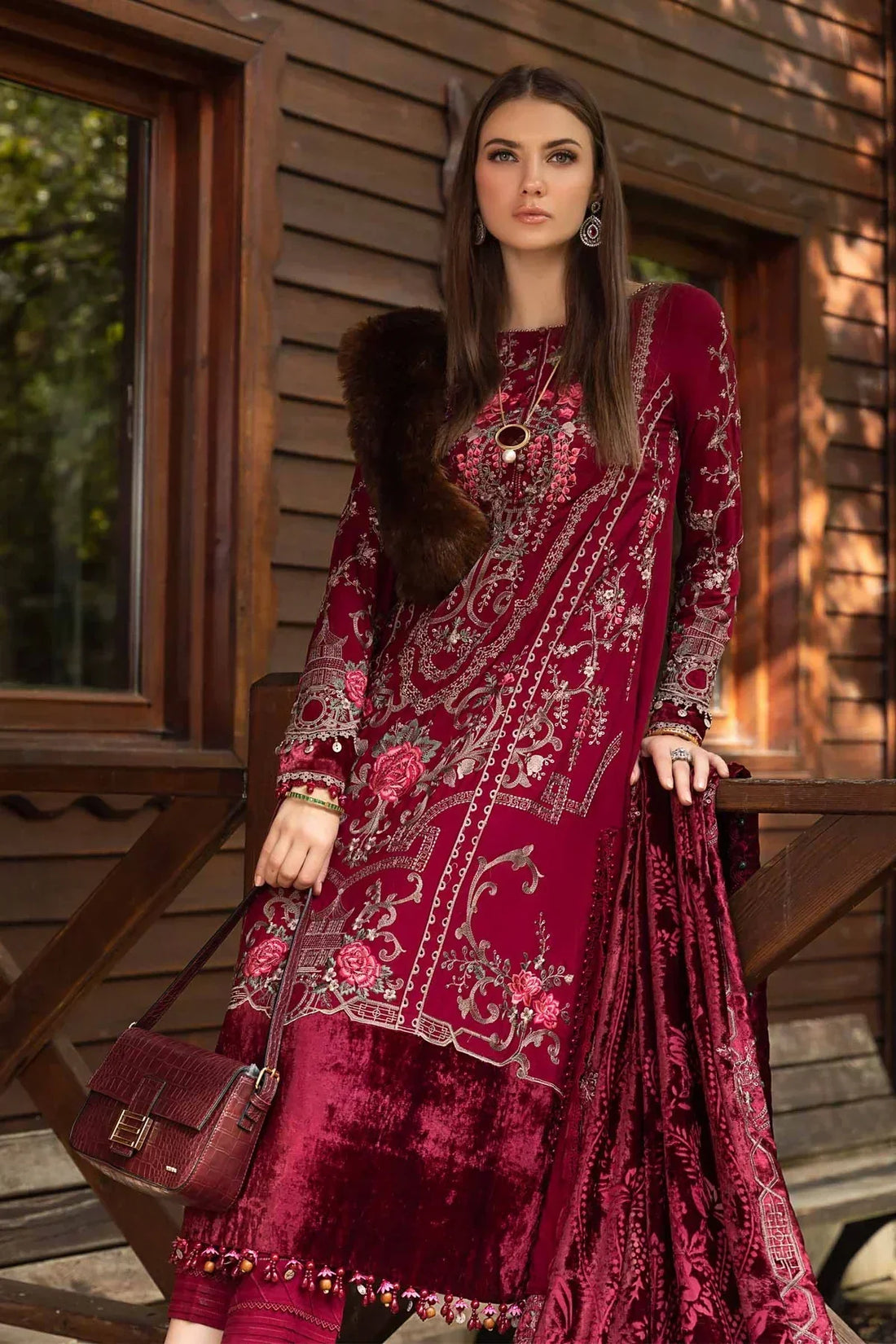 Maria B | Linen 23 | Deep Pink DL-1112 by Designer Maria B - House of Maryam - Pakistani Designer Ethnic Wear in {{ shop.shopifyCountryName }}