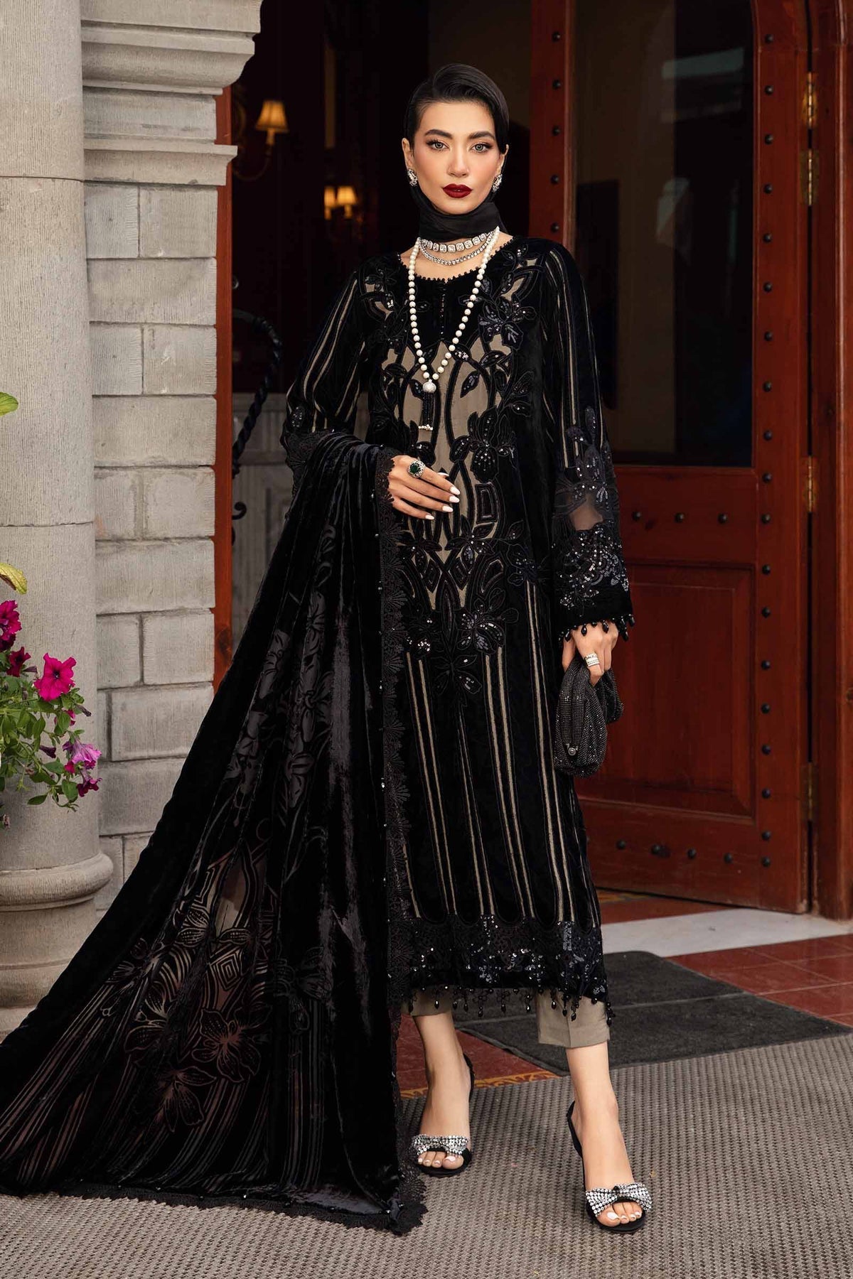 Maria B | Winter Luxe 24 | Velvet DL-1205 -  Maria B Ladies Clothes - Original Designer Dress - House of Maryam