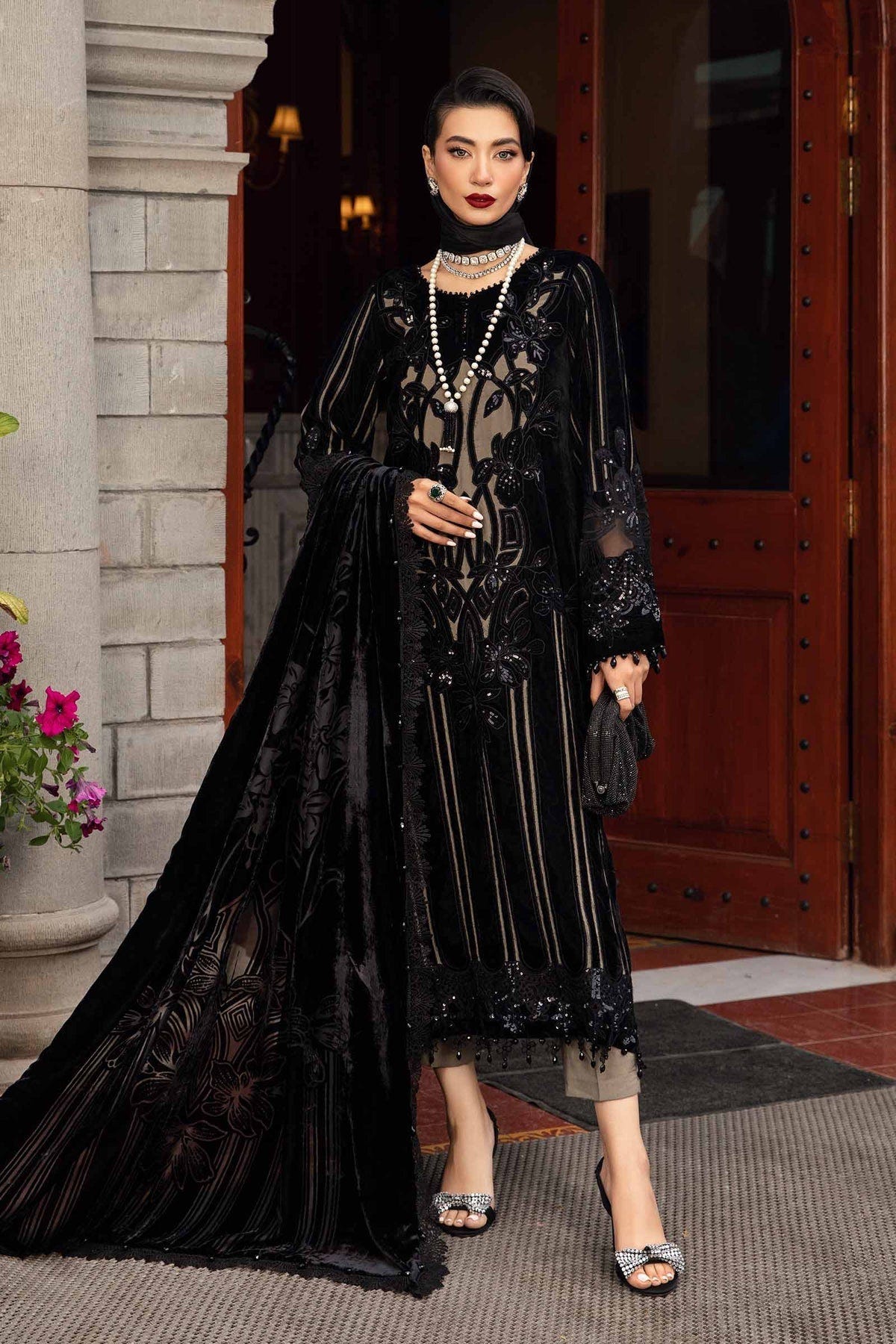 Maria B | Winter Luxe 24 | Velvet DL-1205 -  Maria B Ladies Clothes - Original Designer Dress - House of Maryam