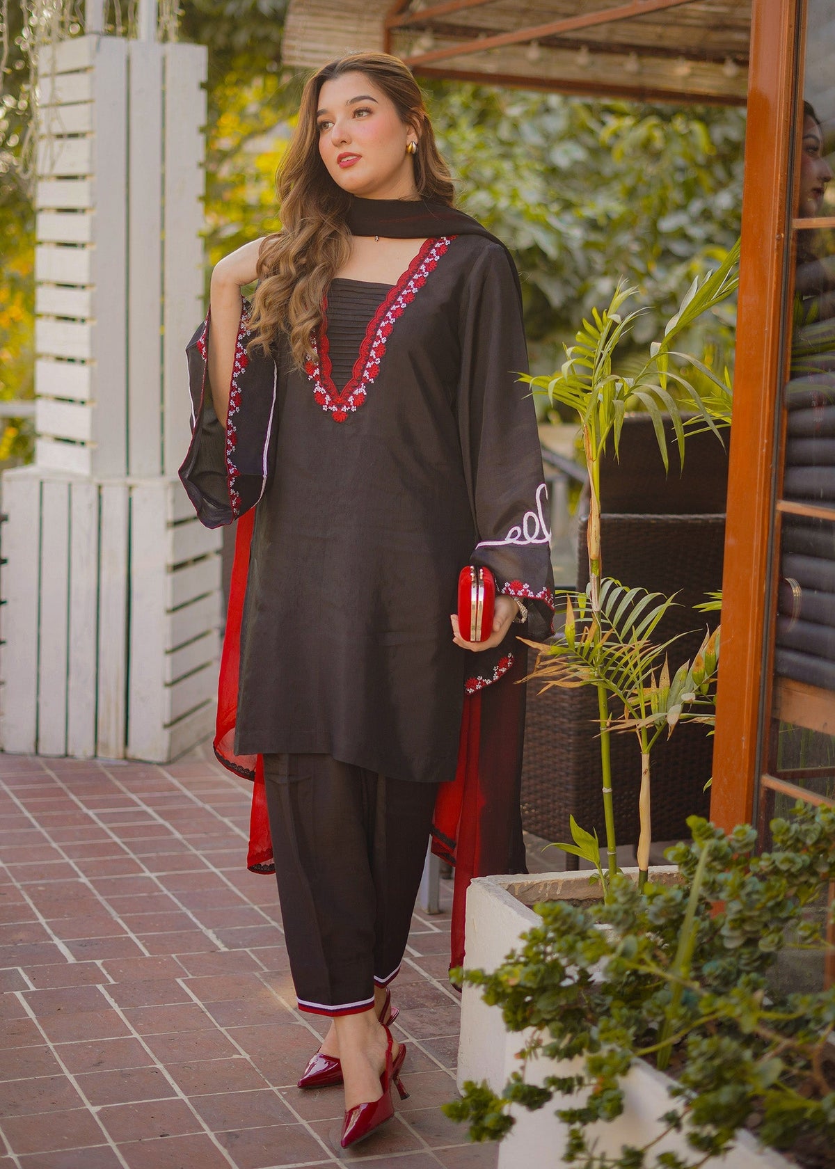 Fozia Khalid | Silk Spire | NOIR -  Fozia Khalid Ladies Clothes - Original Designer Dress - House of Maryam