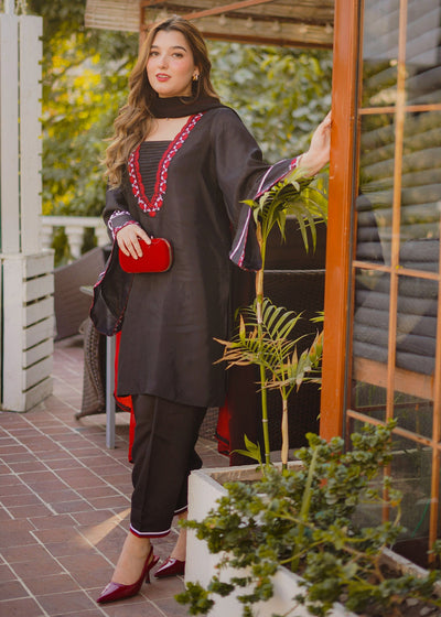 Fozia Khalid | Silk Spire | NOIR -  Fozia Khalid Ladies Clothes - Original Designer Dress - House of Maryam