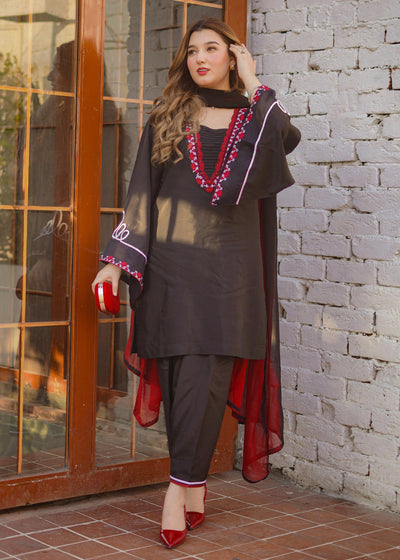 Fozia Khalid | Silk Spire | NOIR -  Fozia Khalid Ladies Clothes - Original Designer Dress - House of Maryam