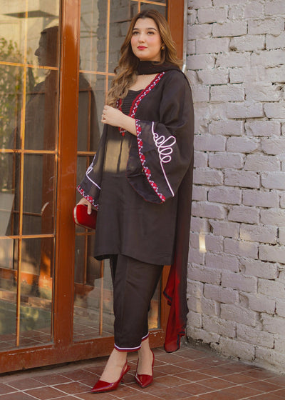 Fozia Khalid | Silk Spire | NOIR -  Fozia Khalid Ladies Clothes - Original Designer Dress - House of Maryam