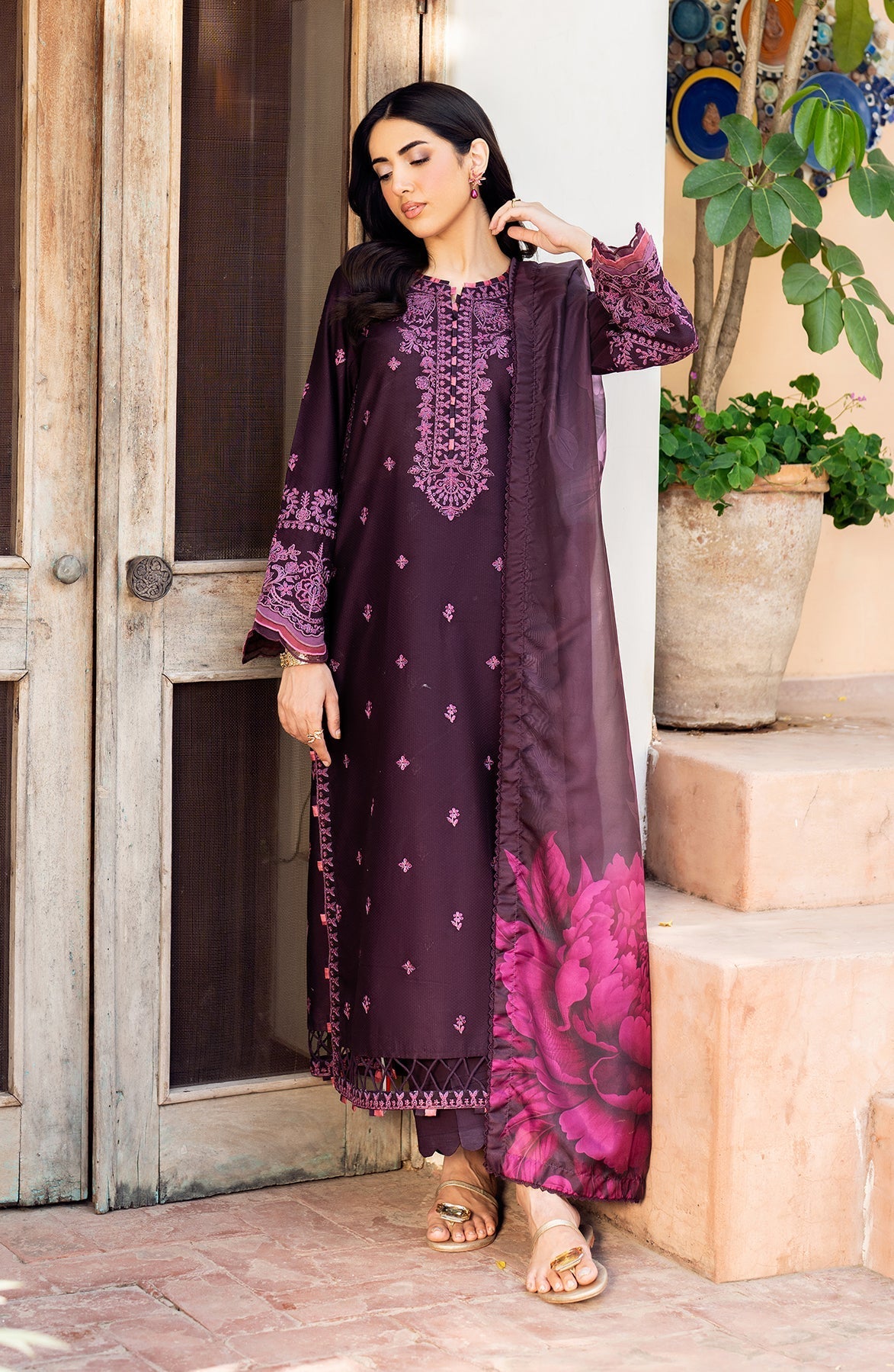 Zarif | Nura Textured Lawn 25 | FAHA -  Zarif Ladies Clothes - Original Designer Dress - House of Maryam