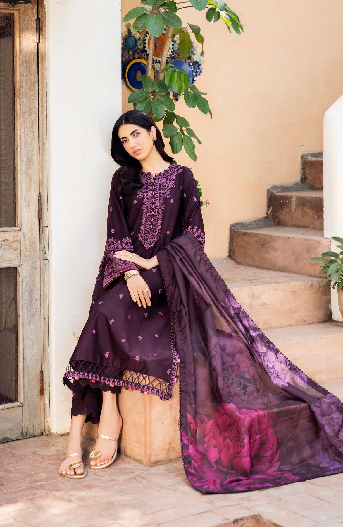 Zarif | Nura Textured Lawn 25 | FAHA -  Zarif Ladies Clothes - Original Designer Dress - House of Maryam
