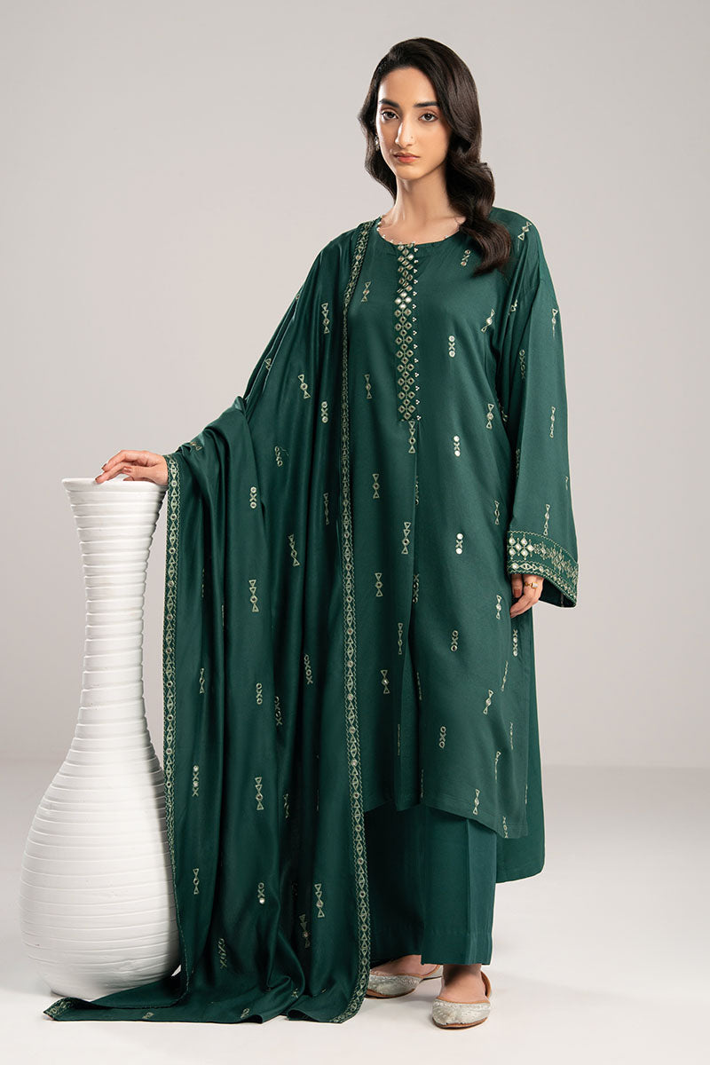 Cross Stitch | Exclusive Pret | Green Drop-2PC(Shirt & Duppata)-2