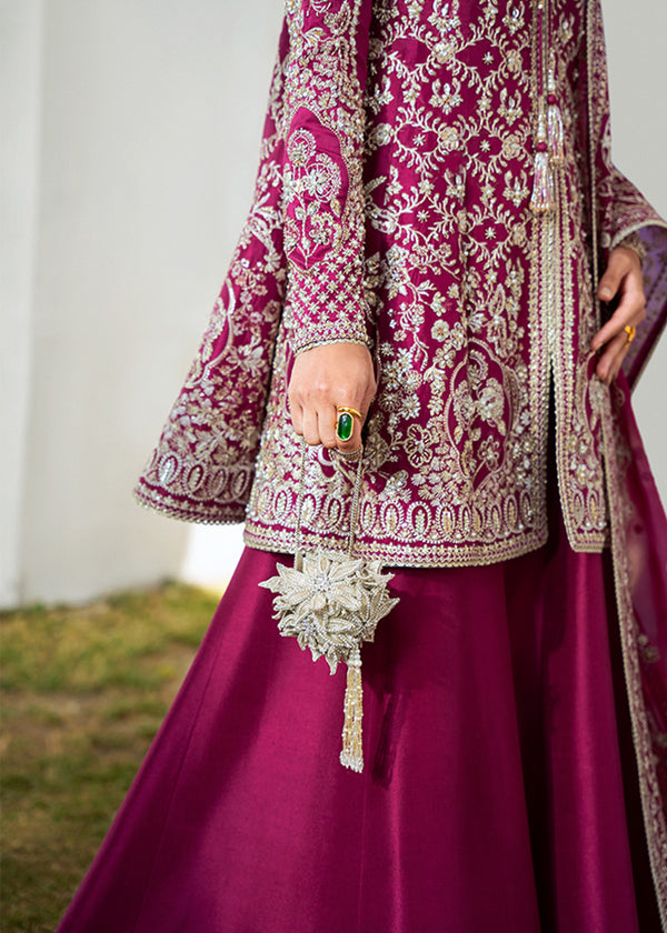 Suffuse Ahlam berry plum raw silk peplum and sharara, photo 3