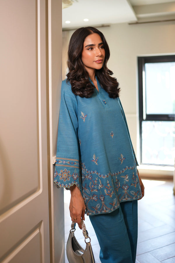 Sahar | Pret Essentials Winter 25 | Lunar Blue-4