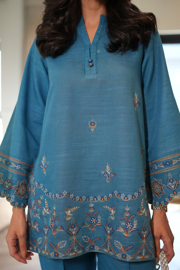 Sahar | Pret Essentials Winter 25 | Lunar Blue-5