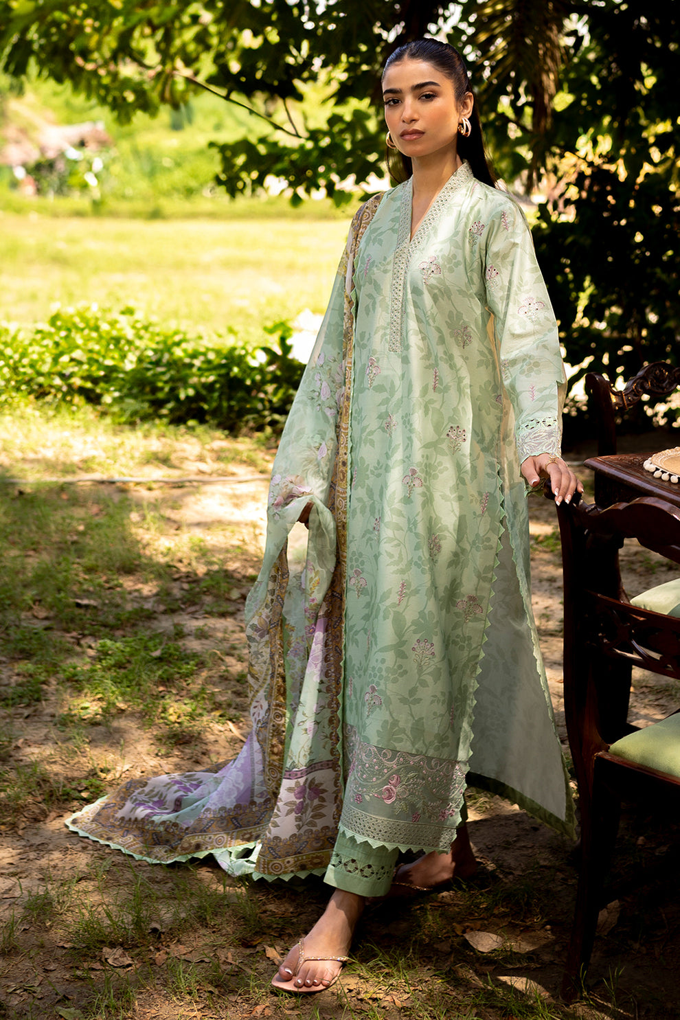 Neeshay | Summer Lines Printkari | SAGE BRUSH by Designer Neeshay - House of Maryam - Pakistani Designer Ethnic Wear in {{ shop.shopifyCountryName }}