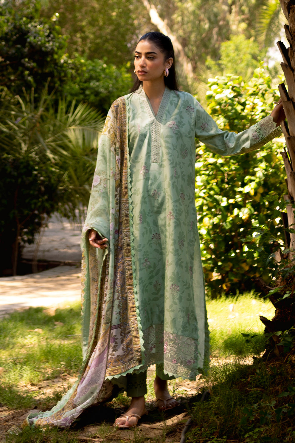 Neeshay | Summer Lines Printkari | SAGE BRUSH by Designer Neeshay - House of Maryam - Pakistani Designer Ethnic Wear in {{ shop.shopifyCountryName }}