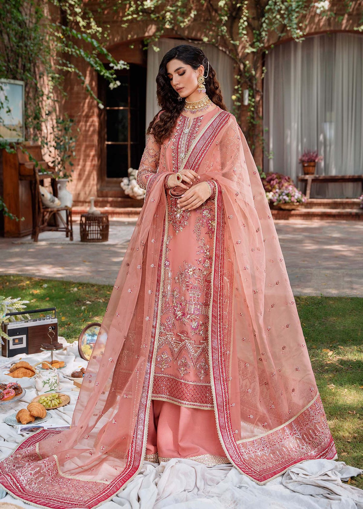 Akbar Aslam Mehrbano organza formal suit