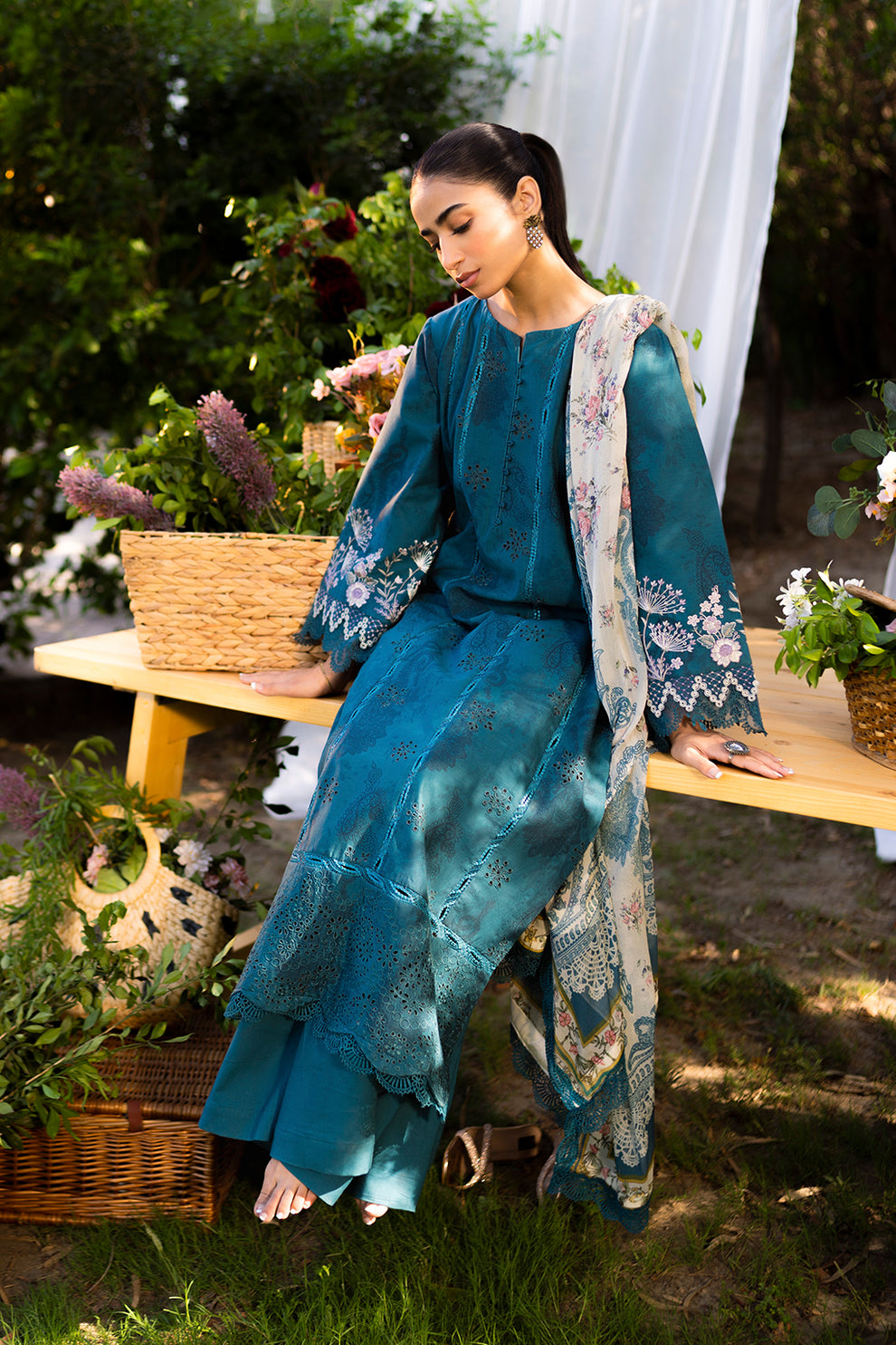 Neeshay | Summer Lines Printkari | LAGOON by Designer Neeshay - House of Maryam - Pakistani Designer Ethnic Wear in {{ shop.shopifyCountryName }}