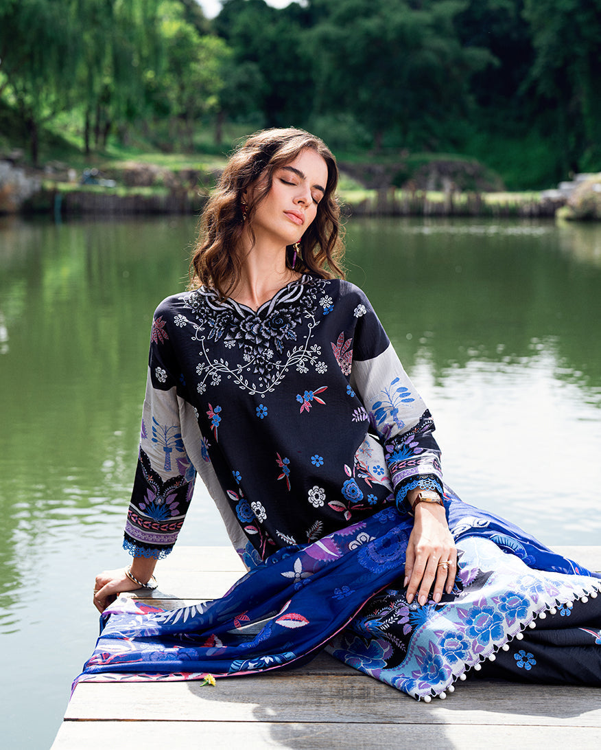 Roheenaz | Garden Veal Printed Lawn 25 |BlackBerry Frost -  Roheenaz Ladies Clothes - Original Designer Dress - House of Maryam