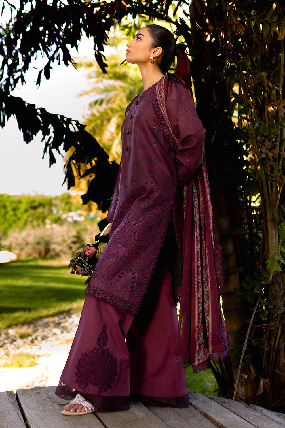 Neeshay | Summer Lines Printkari | CRIMSON -  Neeshay Luxury - Original Designer Dress - House of Maryam