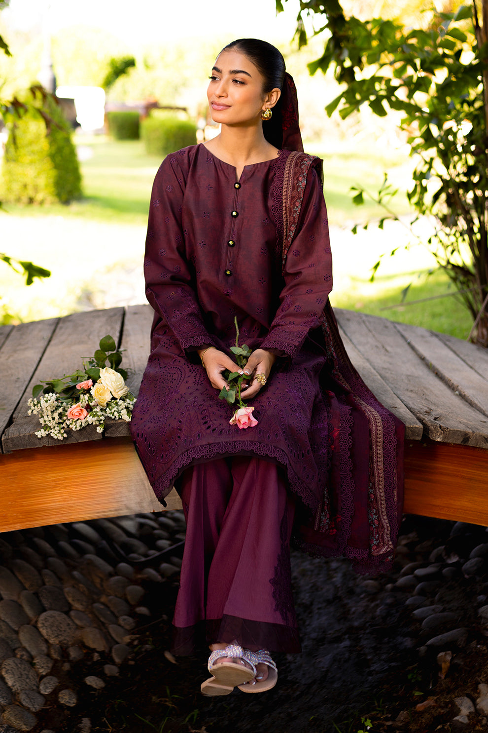 Neeshay | Summer Lines Printkari | CRIMSON -  Neeshay Luxury - Original Designer Dress - House of Maryam
