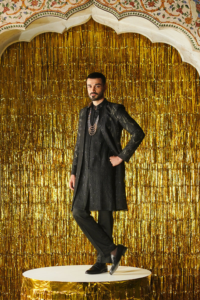Republic By Omar Farooq | Sherwani Couture | "Jahangir" Front Open Sherwani -  Republic by Omar Farooq SHERWANI COUTURE - Original Designer Dress - House of Maryam