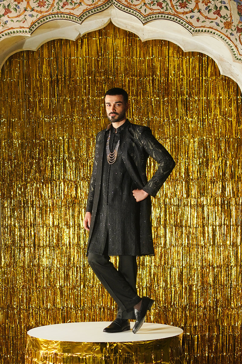 Republic By Omar Farooq | Sherwani Couture | "Jahangir" Front Open Sherwani -  Republic by Omar Farooq SHERWANI COUTURE - Original Designer Dress - House of Maryam