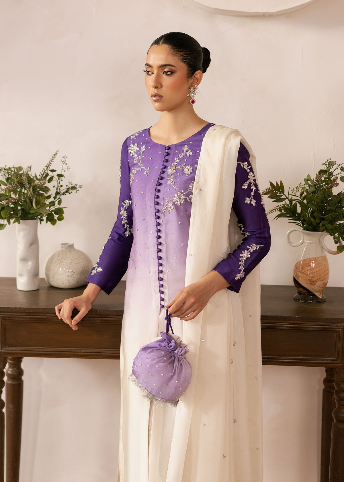 Dastoor | Rania Luxury Pret 25 | Purple Ombre -  Dastoor Ladies Clothes - Original Designer Dress - House of Maryam