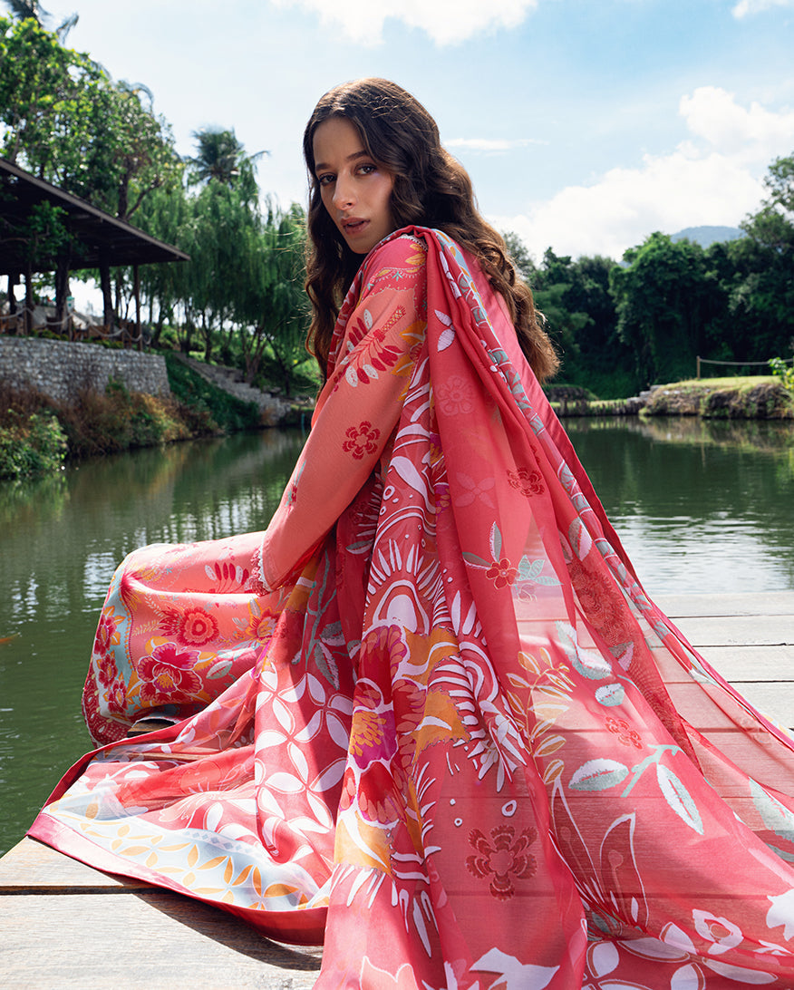 Roheenaz | Garden Veal Printed Lawn 25 | Berry Glint -  Roheenaz Ladies Clothes - Original Designer Dress - House of Maryam