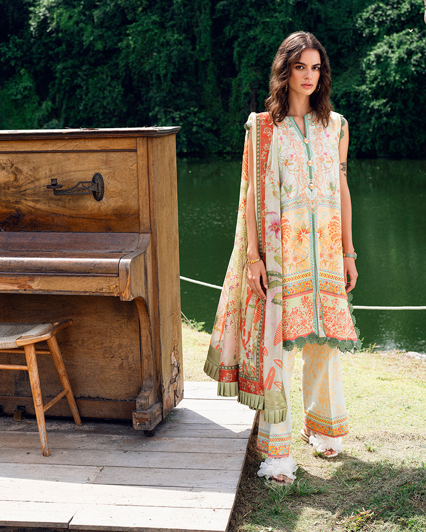 Roheenaz | Garden Veal Printed Lawn 25 | Gold Riddle -  Roheenaz Ladies Clothes - Original Designer Dress - House of Maryam