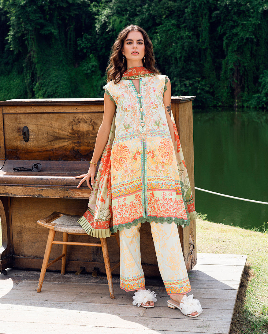 Roheenaz | Garden Veal Printed Lawn 25 | Gold Riddle -  Roheenaz Ladies Clothes - Original Designer Dress - House of Maryam