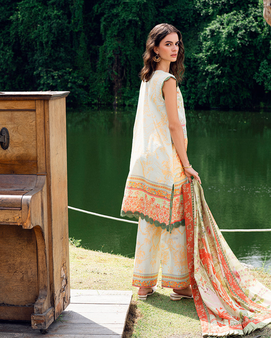 Roheenaz | Garden Veal Printed Lawn 25 | Gold Riddle -  Roheenaz Ladies Clothes - Original Designer Dress - House of Maryam