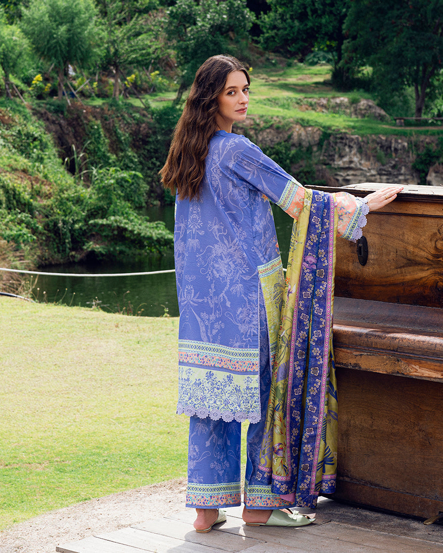 Roheenaz | Garden Veal Printed Lawn 25 | Inky Bloom -  Roheenaz Ladies Clothes - Original Designer Dress - House of Maryam