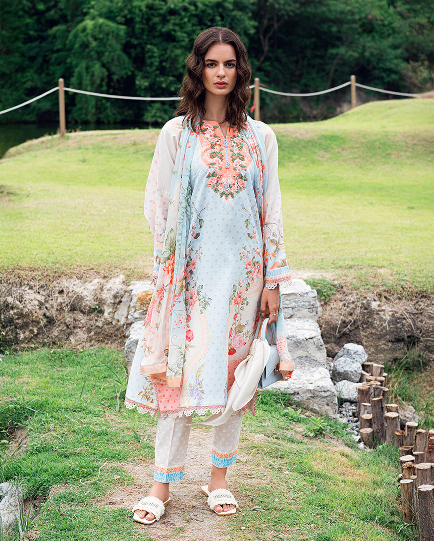 Roheenaz | Garden Veal Printed Lawn 25 | Cloudberey glaze -  Roheenaz Ladies Clothes - Original Designer Dress - House of Maryam