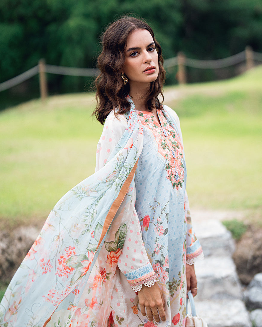 Roheenaz | Garden Veal Printed Lawn 25 | Cloudberey glaze -  Roheenaz Ladies Clothes - Original Designer Dress - House of Maryam