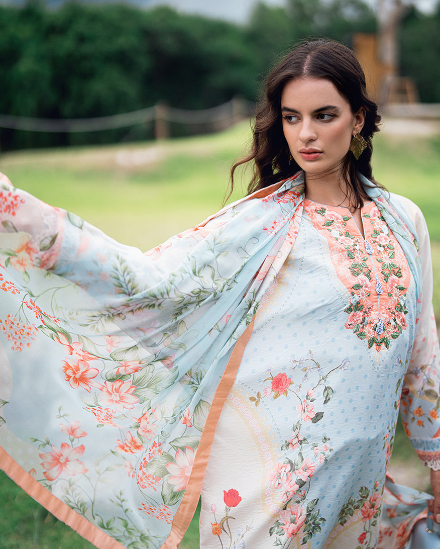 Roheenaz | Garden Veal Printed Lawn 25 | Cloudberey glaze -  Roheenaz Ladies Clothes - Original Designer Dress - House of Maryam