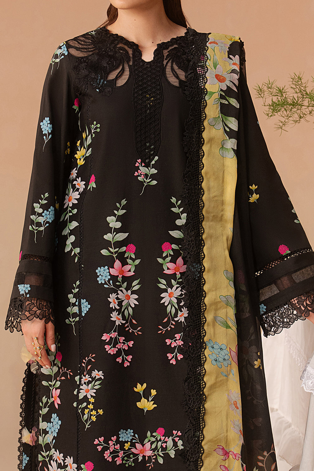 Afrozeh Evania Rust black printed lawn suit, photo 4