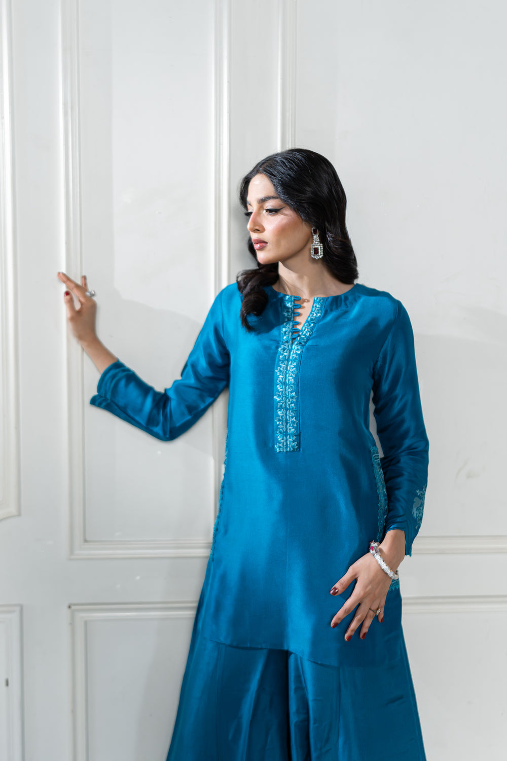 Wahaj M Khan | Lra Eid Collection 26 | Teal Red Rawsilk Set, image 5