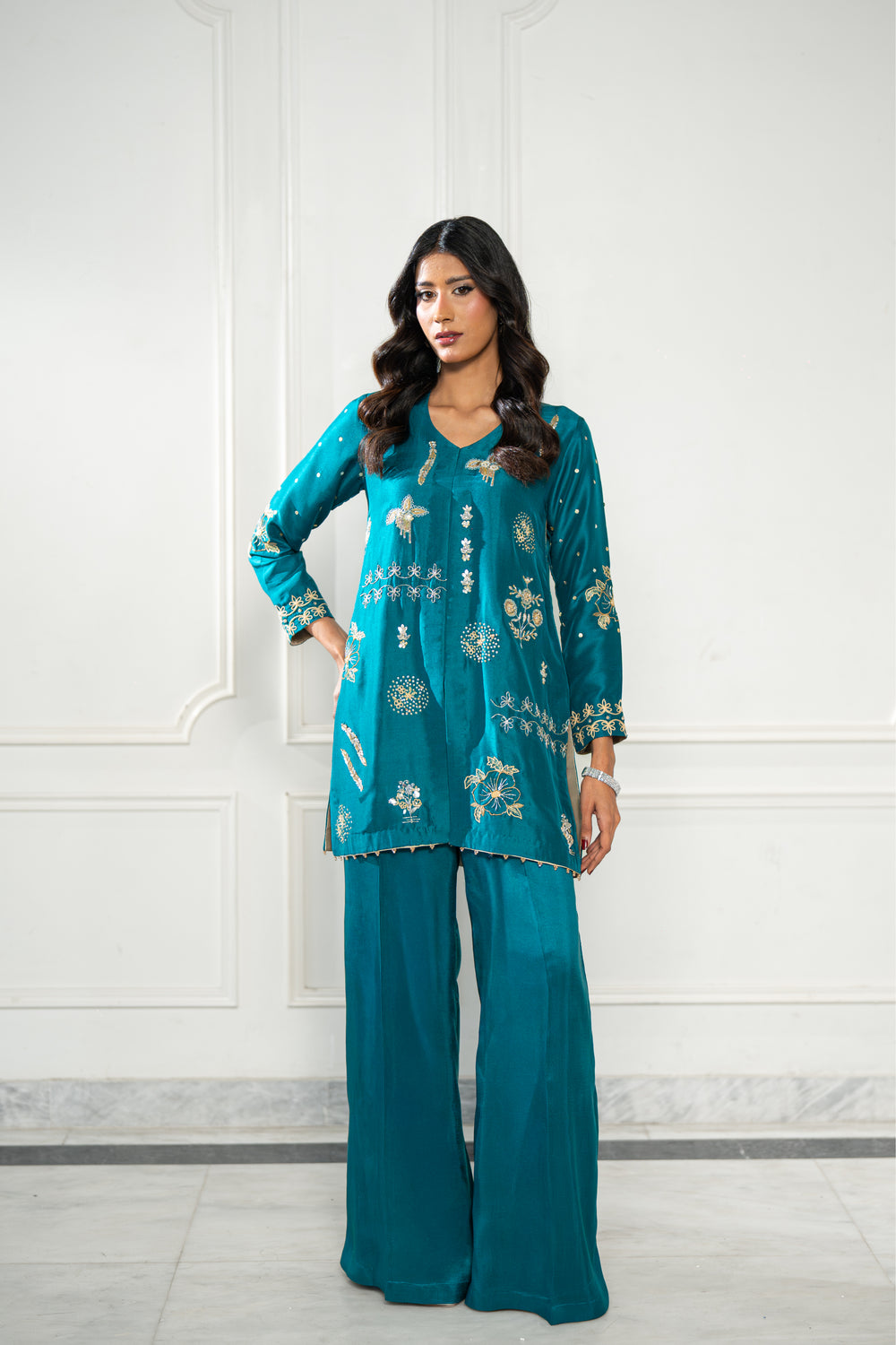 Wahaj M Khan | Lra Eid Collection 26 | Turquoise Rawsilk Lyra JS, image 2