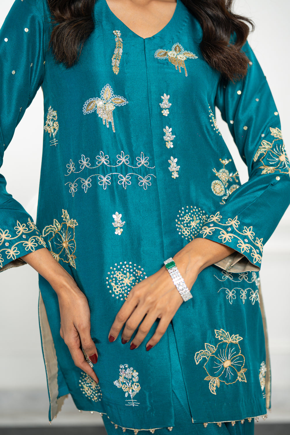 Wahaj M Khan | Lra Eid Collection 26 | Turquoise Rawsilk Lyra JS, image 3