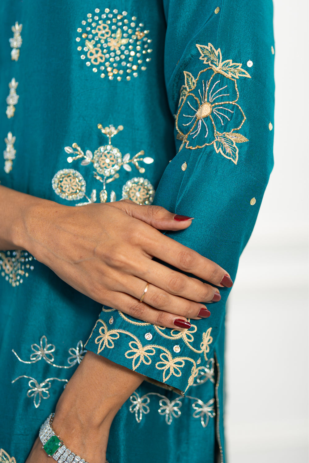 Wahaj M Khan | Lra Eid Collection 26 | Turquoise Rawsilk Lyra JS, image 5